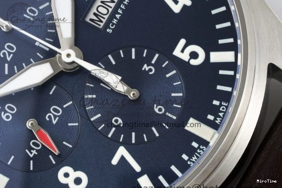 MIROTIME 0524 Pilot Chrono SS AZF 1:1 Best Edition Blue Dial on Brown Leather Strap A TimelessDesign 7060